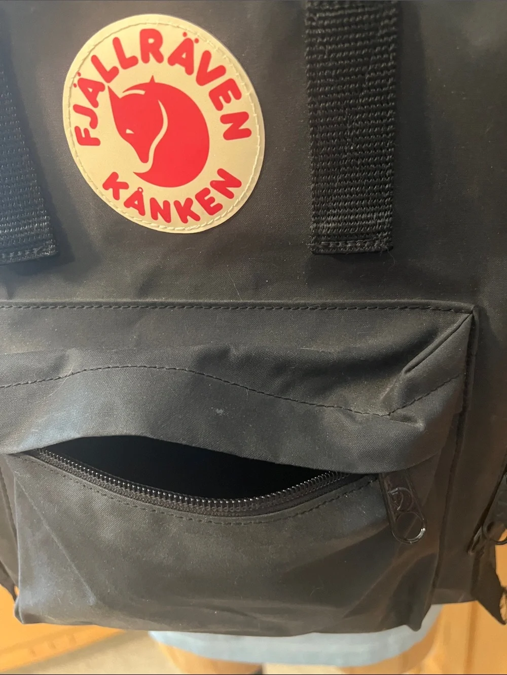 Fjallraven Kånken Black Backpack with Red Logo
